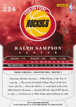 2012-13 Panini Brilliance #224 Ralph Sampson Back