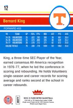 2012-13 Fleer Retro #12 Bernard King Back