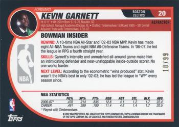 2007-08 Bowman - Chrome Gold Refractor #20 Kevin Garnett Back