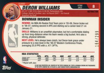2007-08 Bowman - Chrome Refractor #8 Deron Williams Back