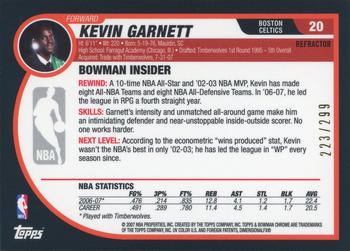 2007-08 Bowman - Chrome Refractor #20 Kevin Garnett Back