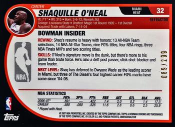 2007-08 Bowman - Chrome Refractor #32 Shaquille O'Neal Back