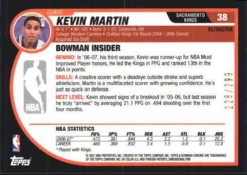 2007-08 Bowman - Chrome Refractor #38 Kevin Martin Back