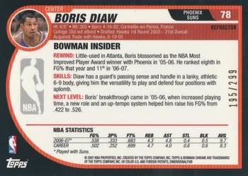 2007-08 Bowman - Chrome Refractor #78 Boris Diaw Back