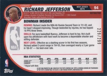 2007-08 Bowman - Chrome Refractor #94 Richard Jefferson Back