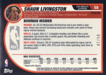 2007-08 Bowman - Chrome X-Fractor #58 Shaun Livingston Back