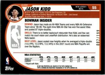 2007-08 Bowman - Silver #55 Jason Kidd Back