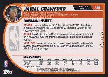 2007-08 Bowman - Silver #66 Jamal Crawford Back