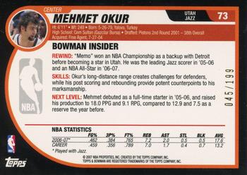 2007-08 Bowman - Silver #73 Mehmet Okur Back