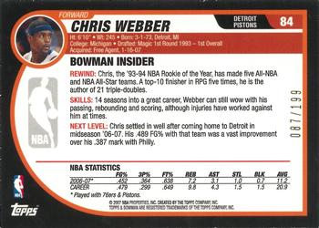 2007-08 Bowman - Silver #84 Chris Webber Back