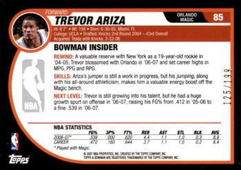 2007-08 Bowman - Silver #85 Trevor Ariza Back