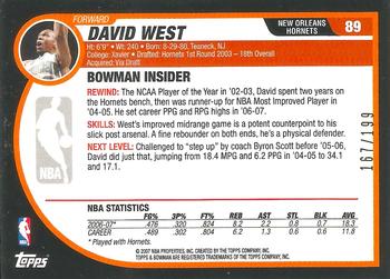 2007-08 Bowman - Silver #89 David West Back