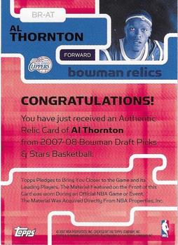 2007-08 Bowman - Relics #BR-AT Al Thornton Back