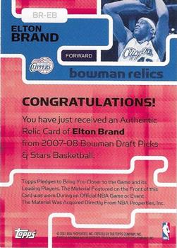 2007-08 Bowman - Relics #BR-EB Elton Brand Back