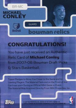 2007-08 Bowman - Relics #BR-MC Michael Conley Back