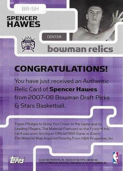2007-08 Bowman - Relics #BR-SH Spencer Hawes Back