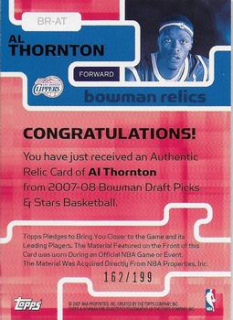 2007-08 Bowman - Relics Dual #BR-AT Al Thornton Back