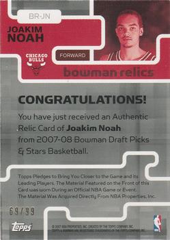 2007-08 Bowman - Relics Triple #BR-JN Joakim Noah Back