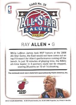 2012-13 Panini Elite - All-Star Salute Materials #20 Ray Allen Back