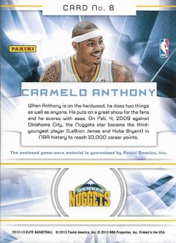 2012-13 Panini Elite - Back to the Future Materials #8 Carmelo Anthony Back