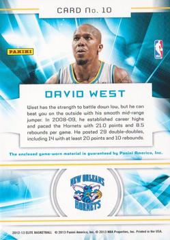 2012-13 Panini Elite - Back to the Future Materials #10 David West Back