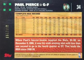2007-08 Topps Chrome - Refractors #34 Paul Pierce Back