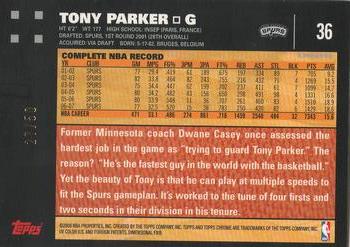 2007-08 Topps Chrome - X-Fractors #36 Tony Parker Back