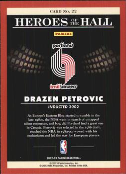 2012-13 Panini - Heroes of the Hall #22 Drazen Petrovic Back