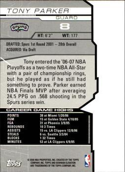 2007-08 Bowman Elevation - Gold #8 Tony Parker Back