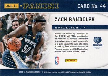 2012-13 Panini - All-Panini #44 Zach Randolph Back