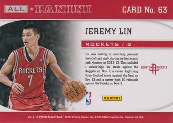 2012-13 Panini - All-Panini #63 Jeremy Lin Back
