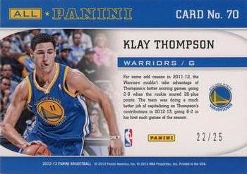 2012-13 Panini - All-Panini Gold #70 Klay Thompson Back