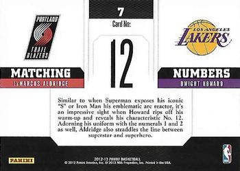 2012-13 Panini - Matching Numbers #7 Dwight Howard / LaMarcus Aldridge Back