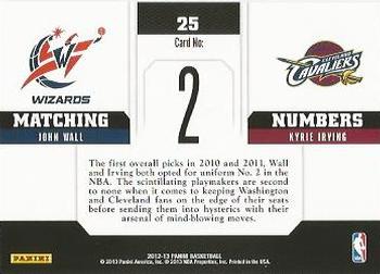 2012-13 Panini - Matching Numbers #25 John Wall / Kyrie Irving Back