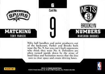 2012-13 Panini - Matching Numbers #6 Tony Parker / MarShon Brooks Back