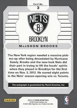 2012-13 Panini - Rookie Signatures #3 MarShon Brooks Back