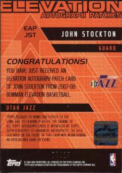 2007-08 Bowman Elevation - Autograph Patches #EAPJS John Stockton Back
