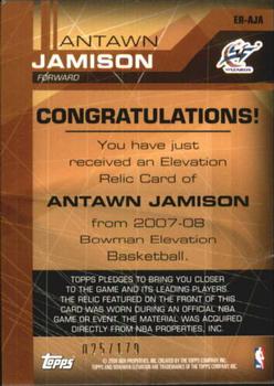 2007-08 Bowman Elevation - Relics #ER-AJA Antawn Jamison Back