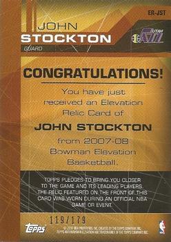 2007-08 Bowman Elevation - Relics #ER-JST John Stockton Back