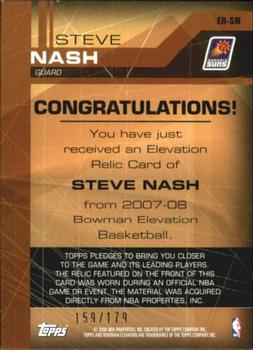 2007-08 Bowman Elevation - Relics #ER-SN Steve Nash Back