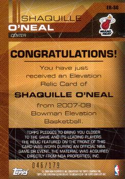 2007-08 Bowman Elevation - Relics #ER-SO Shaquille O'Neal Back