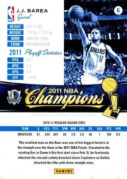 2011 Panini Dallas Mavericks NBA Champions #6 J.J. Barea Back