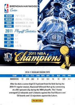 2011 Panini Dallas Mavericks NBA Champions #8 Brendan Haywood Back