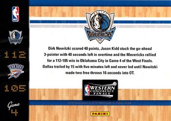 2011 Panini Dallas Mavericks NBA Champions #West-4 Dirk Nowitzki Back