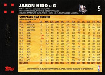 2007-08 Topps - Gold #5 Jason Kidd Back