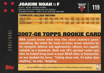 2007-08 Topps - Gold #119 Joakim Noah Back