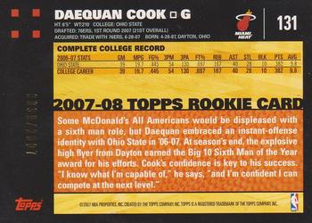 2007-08 Topps - Gold #131 Daequan Cook Back