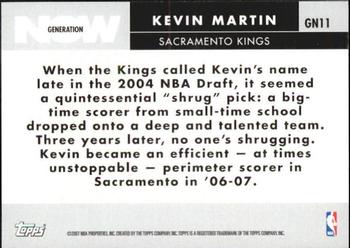 2007-08 Topps - Generation Now #GN11 Kevin Martin Back