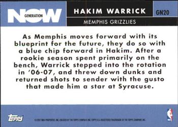 2007-08 Topps - Generation Now #GN20 Hakim Warrick Back