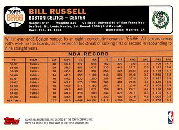 2007-08 Topps - Bill Russell: The Missing Years #BR66 Bill Russell Back